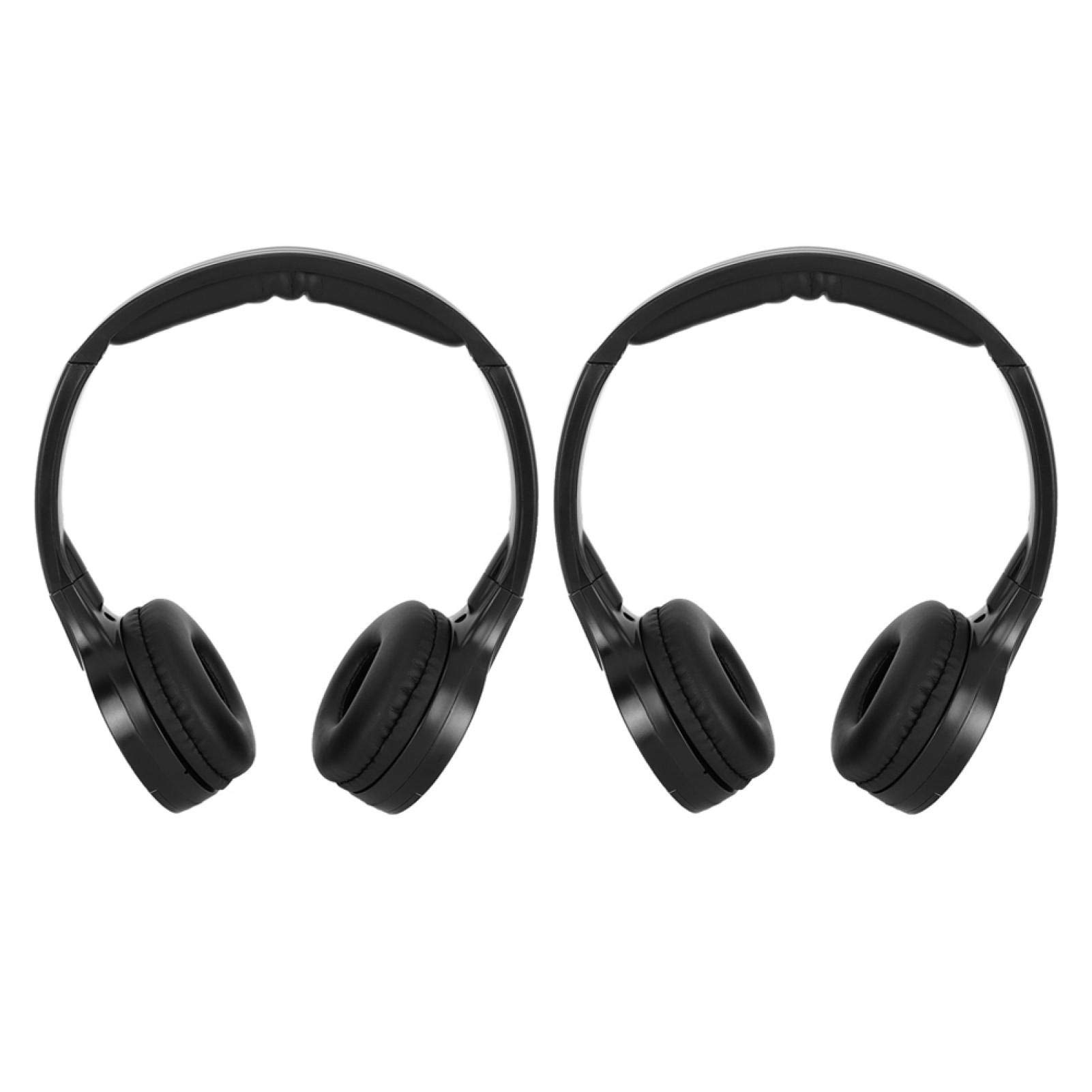 Wireless Car Headphones - 2 Channel IR Wireless Foldable Headphones for DVD Player, In-Car System, Plug n Play, No Delay