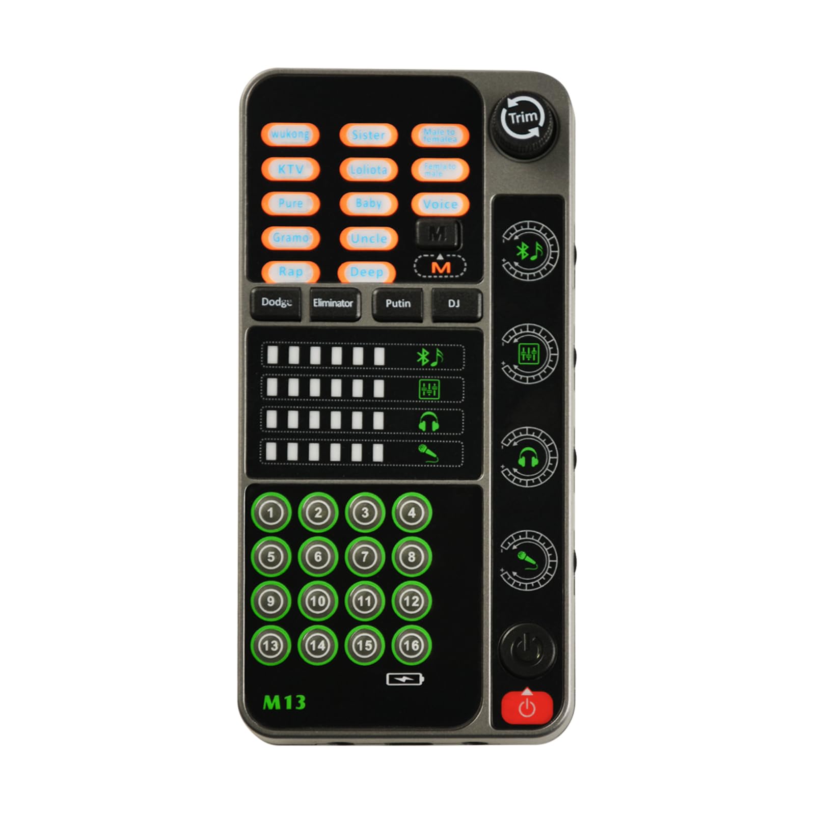 Portable Voice Changer, Handheld Microphone Voice Modulator Gaming Recording with 16 Sound Effects, Mini Live Broadcast Voice Disguiser for Mobile Phone Computer PS4 PS5 Xbox One Games