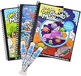 7TECH Magic Water Coloring Book Drawing Painting Picture Album with Refillable Pen Animal Outer Space Letter Kids Learning Toys 3 Pack
