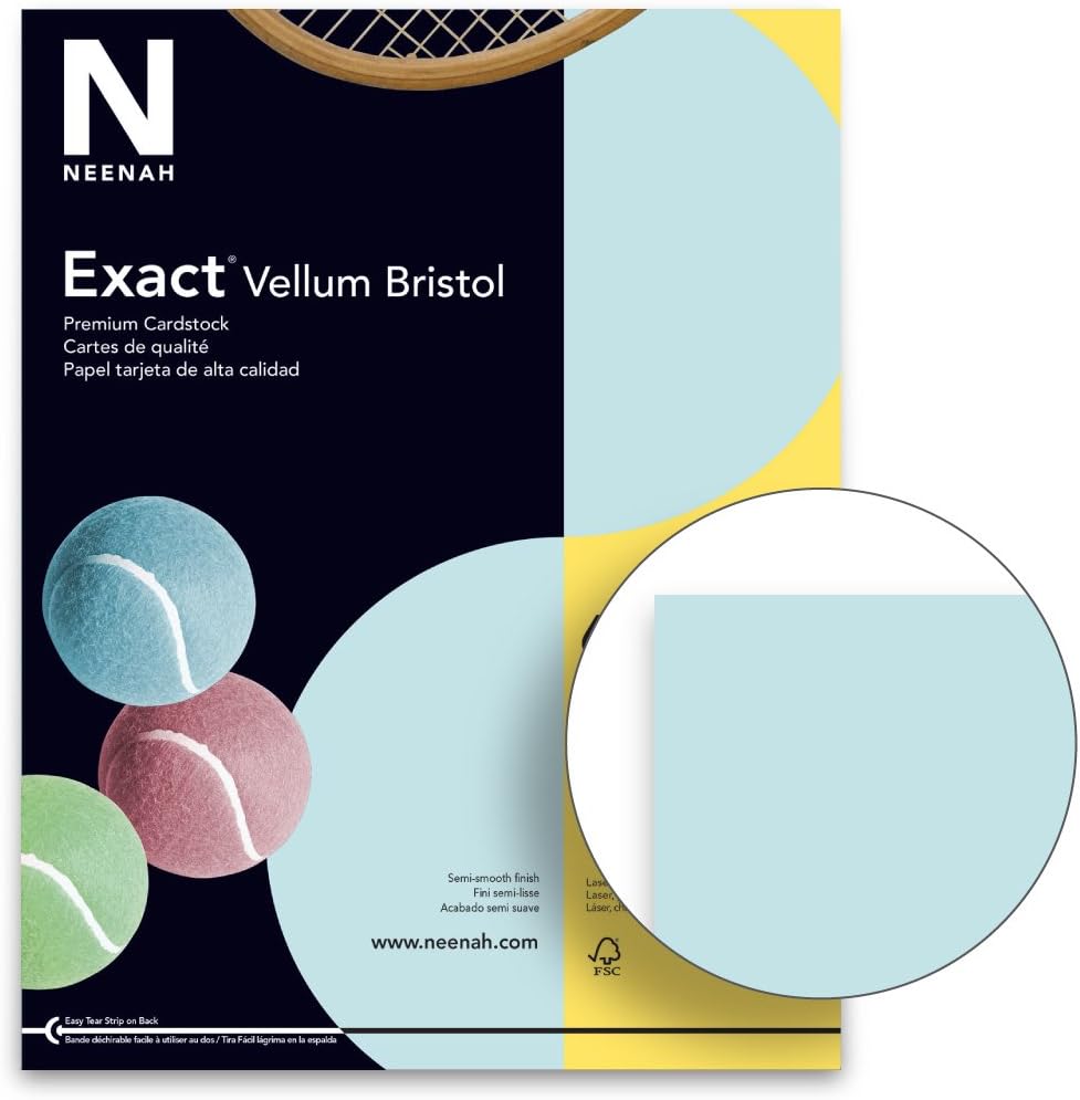 Exact Vellum Bristol, 8.5" x 11", 67 lb/147 GSM, White, 94 Brightness, 250 Sheets (80218) : Cardstock Papers : Office Products