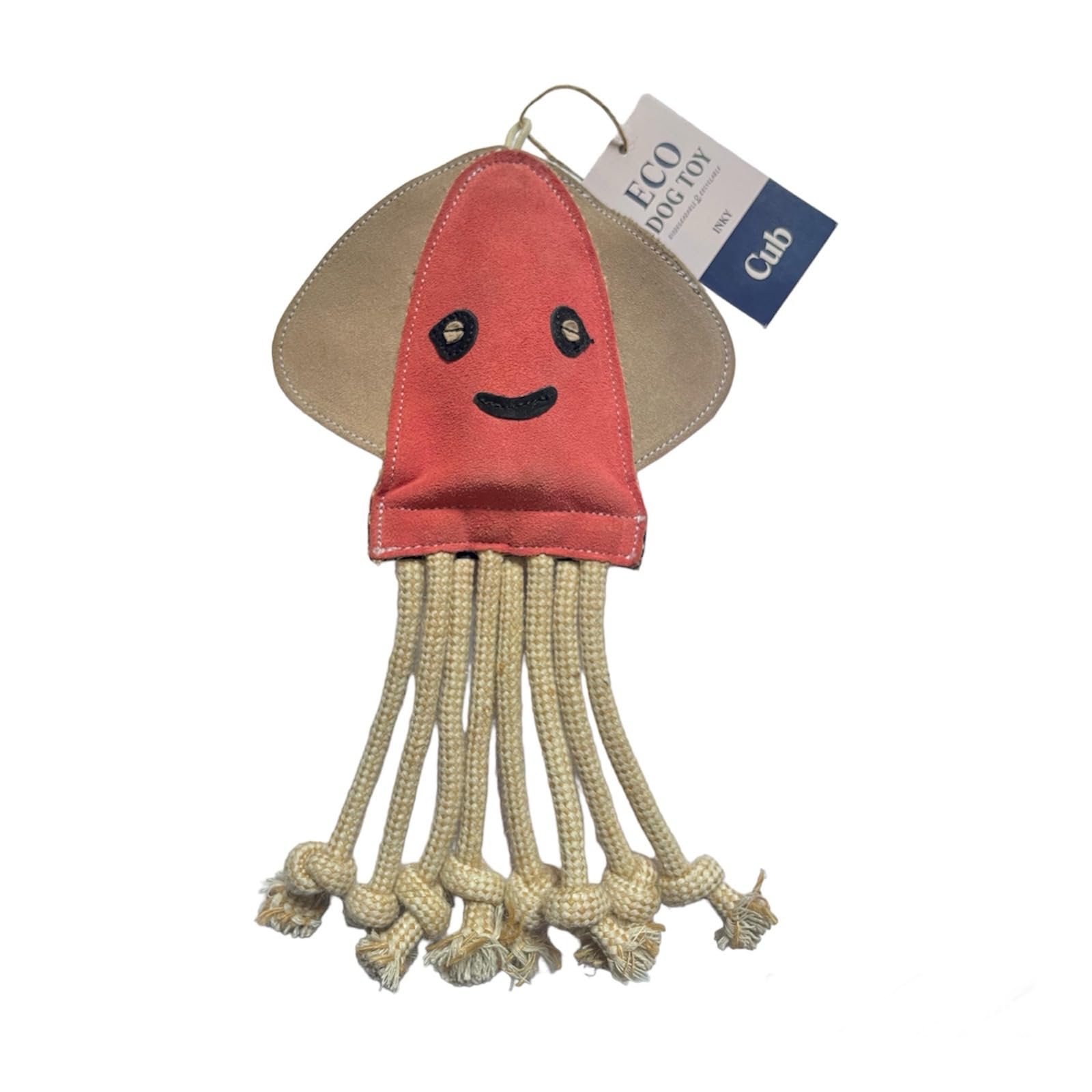 Cub Inky Squid Eco Dog Toy Suede Rope Jute Pet Toy.