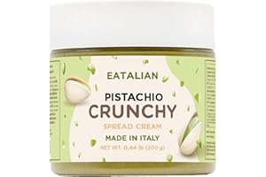 EATALIAN by AMZ BETTER Spreadable Crunchy Pistachio Cream 7 oz/200 gr, Pistachio Cream with Grains, Protein Paste, Sweet Taste, Ideal for Filling Cakes, Excellent for Dubai Chocolate, Made in Italy
