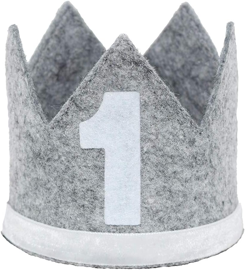 Maticr Classic Felt 1st Birthday Crown Hat Baby Boy Number 1 Headbands Prince Princess Cake Smash Photo Prop
