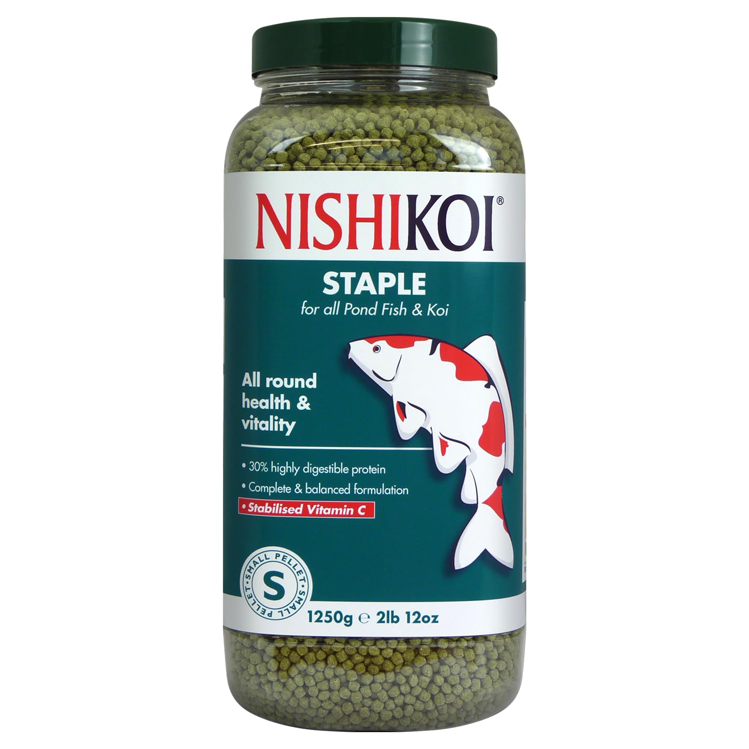 Nishikoi Staple Complete Food for Koi and Pond Fish - Small Pellets - 1250g