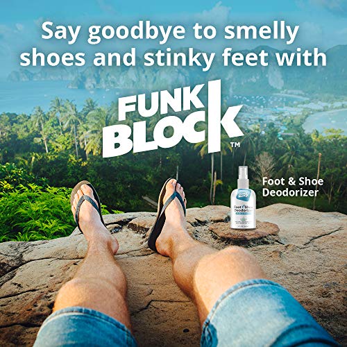 FunkBlock Shoe Deodorizer & Foot Spray - Powerful Shoe Odor Eliminator Safe or All Shoes and Feet - Shoe Odor Eliminator Spray with Strong, Natural, Funk-Fighting Ingredients