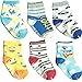 BS® 6 Pairs Non Skid 12-36 Months Unisex Baby Boy Toddler Non-Skid Slip Cozy Soft Crew Boat Socks + Gift Bag + Gift Card, Stripes No-Show Crew Boat Socks Footsocks Sneakers