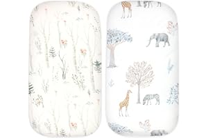 2 Pcs Soft Fitted Bassinet Sheet Set, Breathable Cozy Fitted Sheet, Standard Mattress Breathable Cozy Fitted Printed Detachab