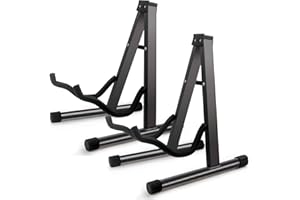 GEEWIN 2 Pack Double Guitar Stand, Guitar Rack, Guitars for Acoustic, Electric Guitar, Bass,Guitar Holder Stand, A-Frame Folding Violin Support Stand, Cello Holder for 1/8-4/4 Cellos ,Black
