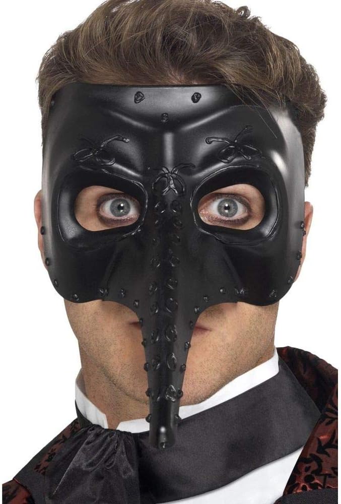 Shoperama Venezianische Schnabel Maske Zanni Capitano Schwarz Pestmaske Venedig Maskenball Commedia Dell Arte Accessoire Amazon De Spielzeug