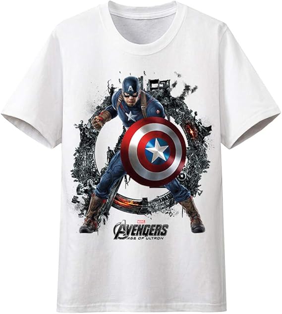 Amazon Marvel マーベル アベンジャーズ キャプテン アメリカ Captain America メンズ レディース Tシャツ 夏服 半袖 シャツ Tシャツ カットソー 通販