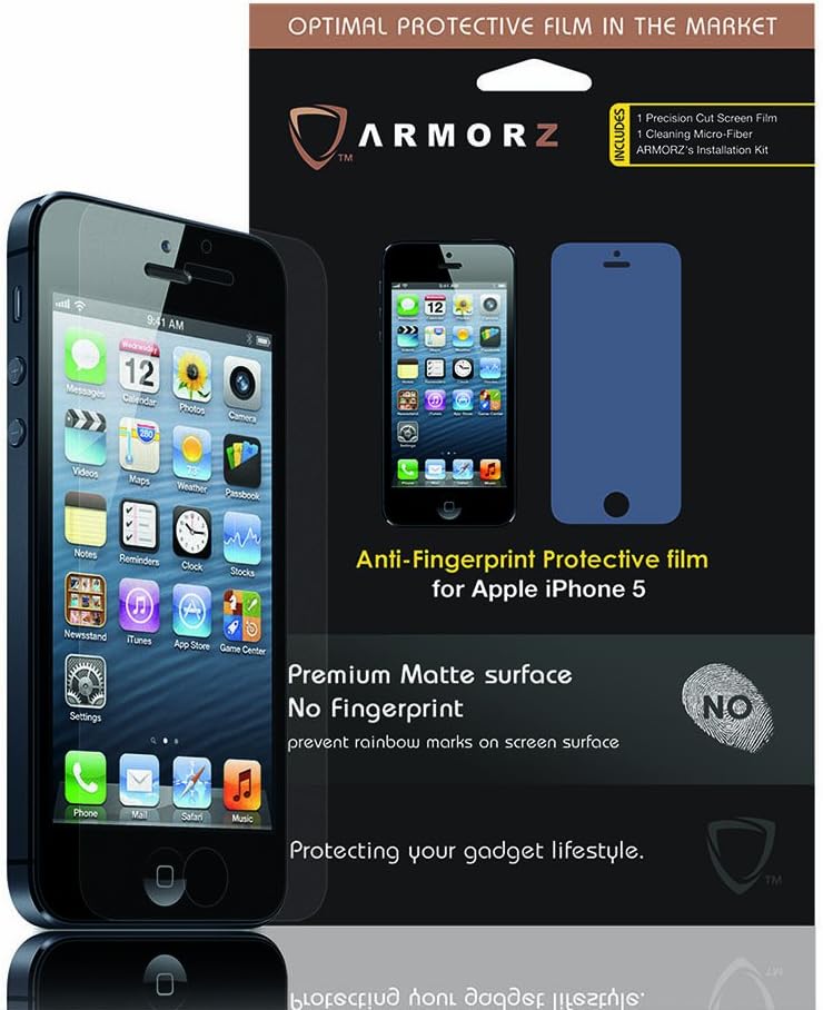 ARMORZ Anti-fingerprint Screen Protector for Apple iPhone 5 / 5c / 5s (Two Pack) (Anti-Glare)