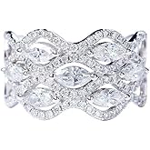 Viyuroyk 925 Sterling Silver Shiny full drill Hollowed out design Cubic Zirconia Rings Diamond Rings for Women Jewelry Findings Earring Backs Findings (US Code 9)