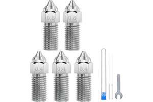ELEGOO 5pcs Harden Steel Nozzles for Neptune 4/Neptune 4 Pro, Wear-Resistant 3D Printer Nozzles 0.4mm/0.6mm/0.8mm Multi Sizes