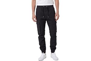 ITALYMORN Cargo Joggers Men Khaki Casual Elastic Waist Pants with Pockets Drawstring Jogging Track Pants