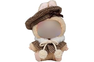 GRILLGAUGE Clothes for Labubu, Clothes Set for Labubu Doll, 2 Piece Set Hat Clothes for LABUBU, , Stylish Adorable Dolls Clothes Accessories (NO Doll) (Striped Brown)
