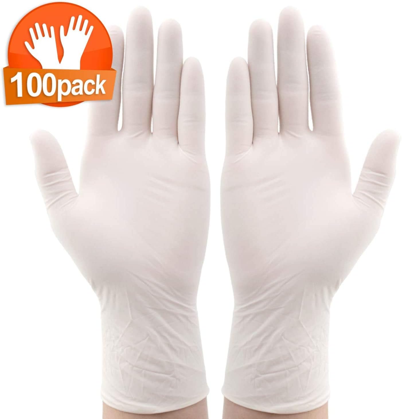 Disposable Latex Gloves, Non-Sterile, Food Safe, Examination Gloves and Comfortable to Wear Neutral L 100 Pcs