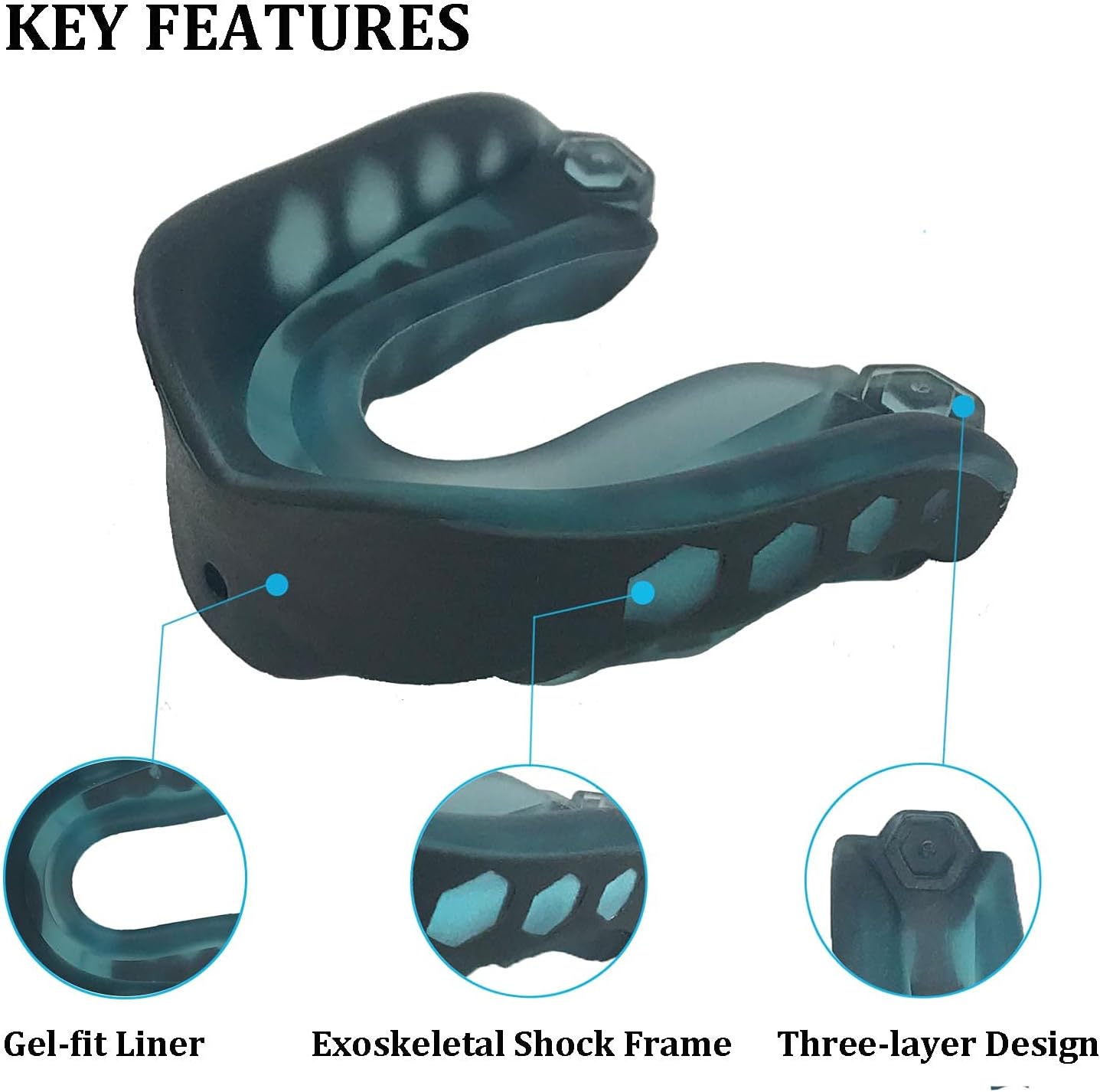 SELECTOP 2 Pack Sports Mouth Guard for Adults, Soft Mouthguard with Strap for Boxing, Basketball, Lacrosse, Football, MMA, Martial Arts, Hockey and All Contact Sports, 2 Black : Sports & Outdoors