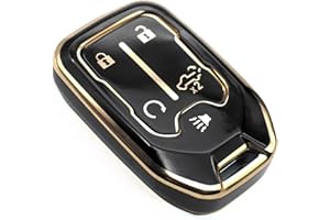 FEYOUN Key Fob Cover Compatible with Chevy Chevrolet Silverado GMC Sierra 1500 2500 3500 HD Limited Smart 5 Buttons TPU Remote Keyless Key Fob Case Protection Shell Accessories, Black