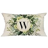 GEEORY Monogram Letter W Pillow Covers Eucalyptus