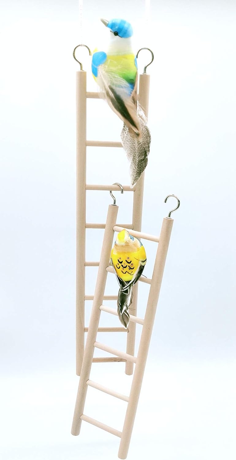 lwingflyer 2pcs Wooden Ladder for Bird Parrot Ladder Climbing Toy Birdie Basics (6 Step & 8 Step) : Pet Supplies