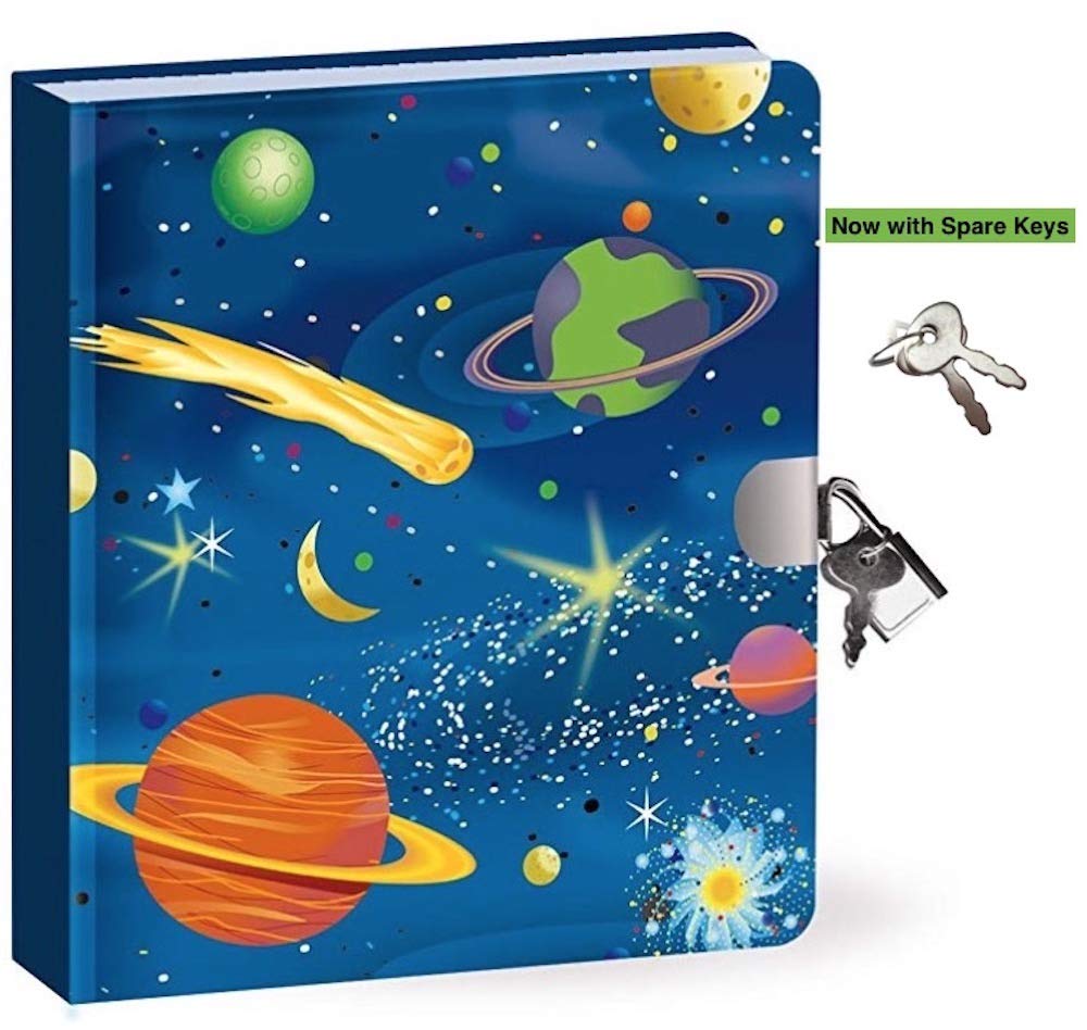 Peaceable Kingdom Kids Diary With Lock and Key Now with Spare Keys (Space Glow In The Dark)