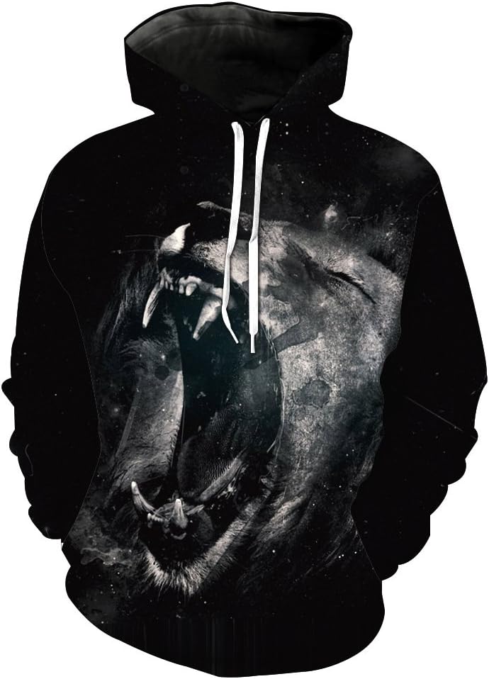 Hycsen 3D Hoodies Lion 3D Printed Sweatshirt Snow Lion Hoodies Sweatshirt
