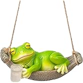Solar Garden Frog Statue Sleeping in Hammock Resin Indoor Outdoor Lights Hanging Garden Frog Decor Mom Dad Gifts for Patio,Yard