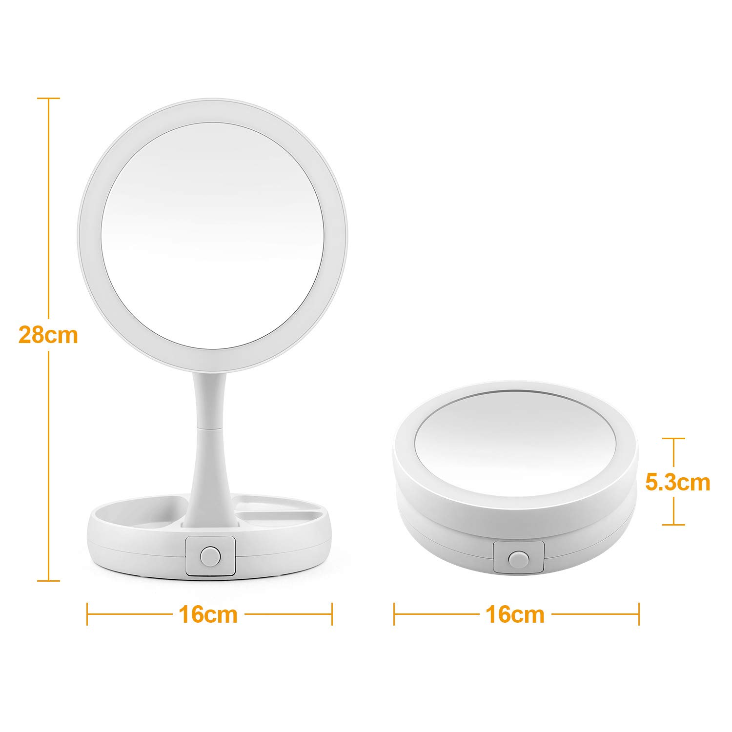 SENWOW Illuminated Makeup Mirror, LED Lighted 1X 10X Magnification Double Sided Foldable Tabletop for Home Travel