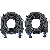 ROCMUZZK 2 Pack 100ft Pro Speakon to Speakon Cable, Pair 12AWG Patch Cords, Professional Speakon Audio Cable Cord with NL4FC Connectors