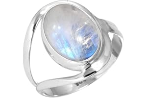 Natural Gemstone Ring For Women Pearl, Tiger Eye, Lapis, Crystal Oval Boho Genuine 925 Sterling Silver Handmade Jewelry