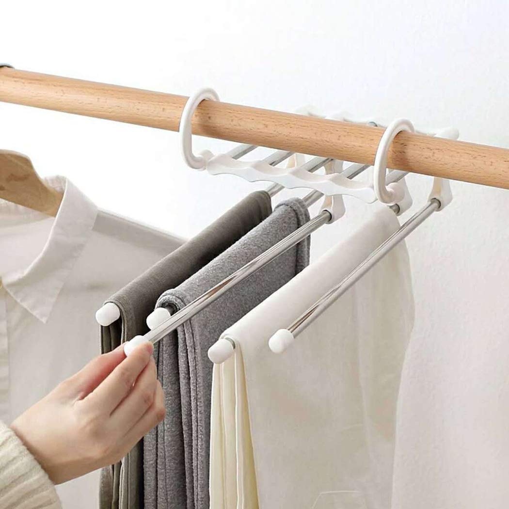 Clothes Pants Hangers - Multi Layers Metal Pant Slack Hangers, Swing Arm Pants Hangers Closet Storage Organizer for Pants Jeans Scarf Hanging