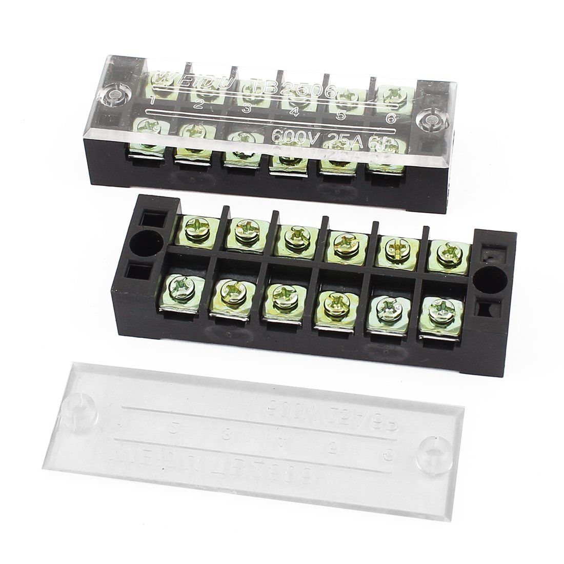 Sourcingmap 2Pcs 600V 25A Screw Electric Wire Connection Barrier Terminal Strip