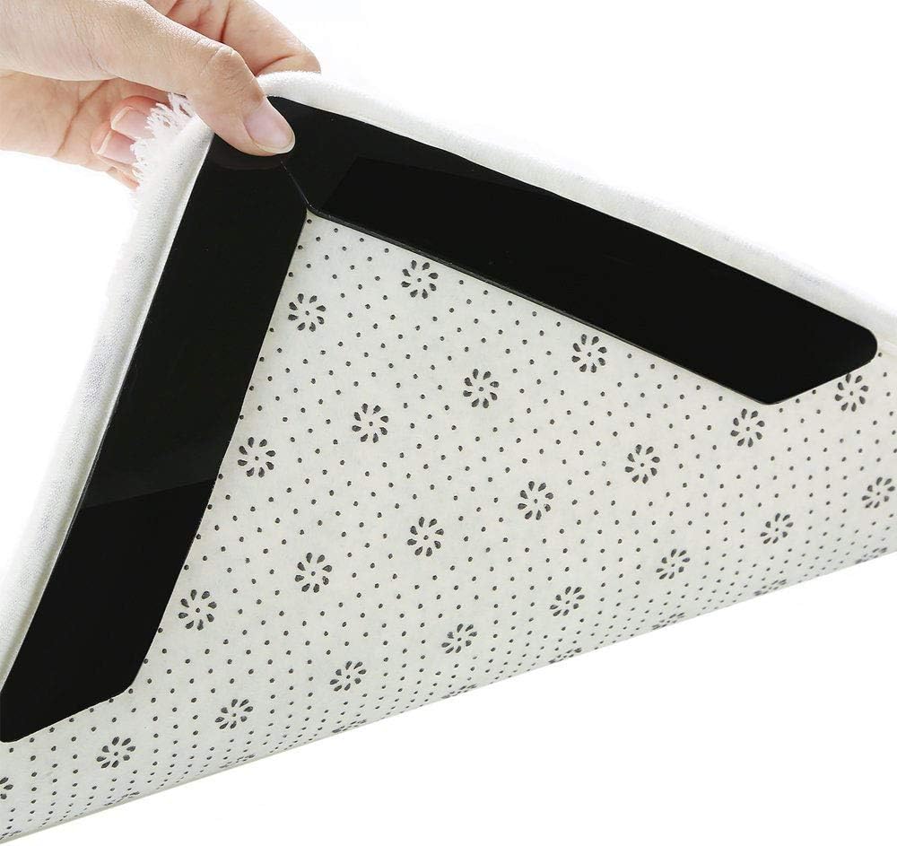 Rug Stoppers WAYAE 8 pcs Black Anti Curling Rug Gripper, Non Slip