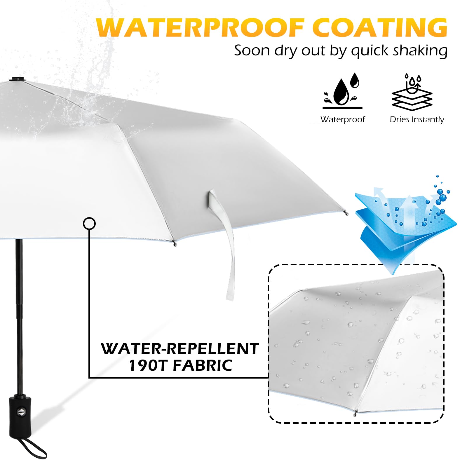 42/46/50inch UPF 50+ Sun Umbrella UV Protection UV Umbrella Parasol Umbrellas Travel Compact for Rain Sun Waterproof And Wind Resistant Sun Blocking Umbrellas Auto Open Close