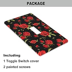 Pznen Black Red Rose Single Toggle Light Switch