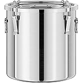SWRONP 304 Stainless Steel food Storage Containers,3.2 Gal/12L Airtight Stainless Steel Bucket With lids,405oz Flour Storage Container,Metal Airtight Canister for Rice,Grain,Coffee Bean,Dog Food