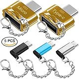 5 pcs Type-C Adapters with Keychains, AFUNTA USB-C (Male) to Micro USB and USB 2.0 (Female) with Micro USB 2.0 OTG, Type C Convert Connector Fast Charger Compatible Samsung S8 MacBook Pixel XL Nexus
