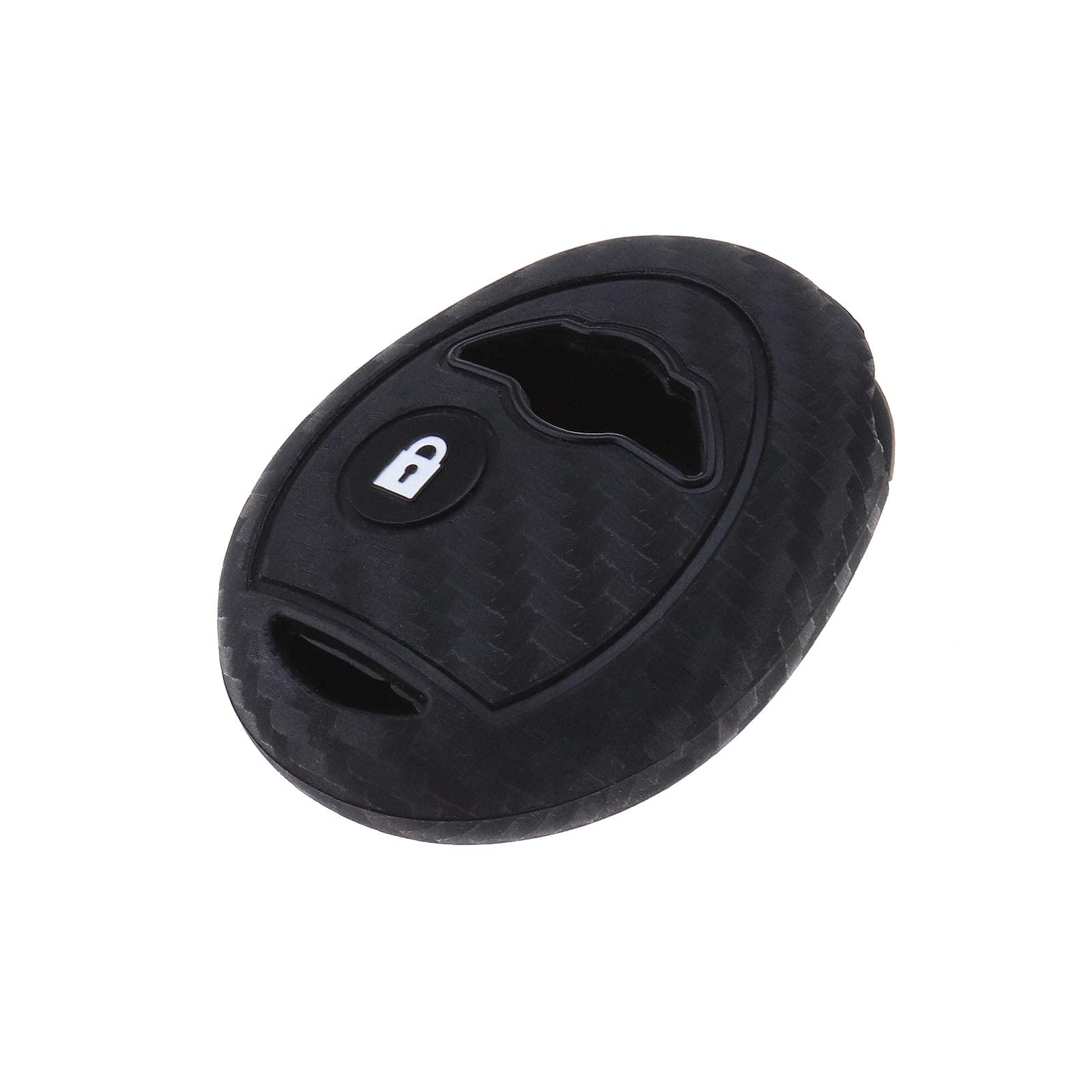 The Lord of the Tools 2 Button Carbon Fiber Pattern Soft Silicone Remove Control Key Fob Cover Case Shell Protector Skin Jacket Compatible with BMW MINI COOPER R50 R53 Black