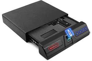 MAXSafes Under Desk Drawer Gun Safe with Super Biometric Finger Vein Recognition Lock, Quick-Access and Slide-Away Handgun safe, 2 Pistols Safe Box, CA DOJ Approved