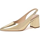 Mostrin Block Slingback Heels for Women Pointed Closed Toe Chunky Heels Office Work Shoes Women's Pumps for Business Casual