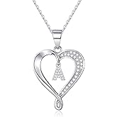 Romavan Infinity Heart Necklaces for Women, S925 Sterling Silver Initial Necklace Womens Jewelry Mothers Day Gifts Valentines Gifts for Her Christmas Birthday Gifts for Women Mom Wife