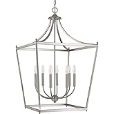 Capital Lighting 9553BN Stanton Geometric Metal Open Frame Lantern Foyer Pendant, 8-Light 480 Total Watts, 35" H x 22" W, Bru