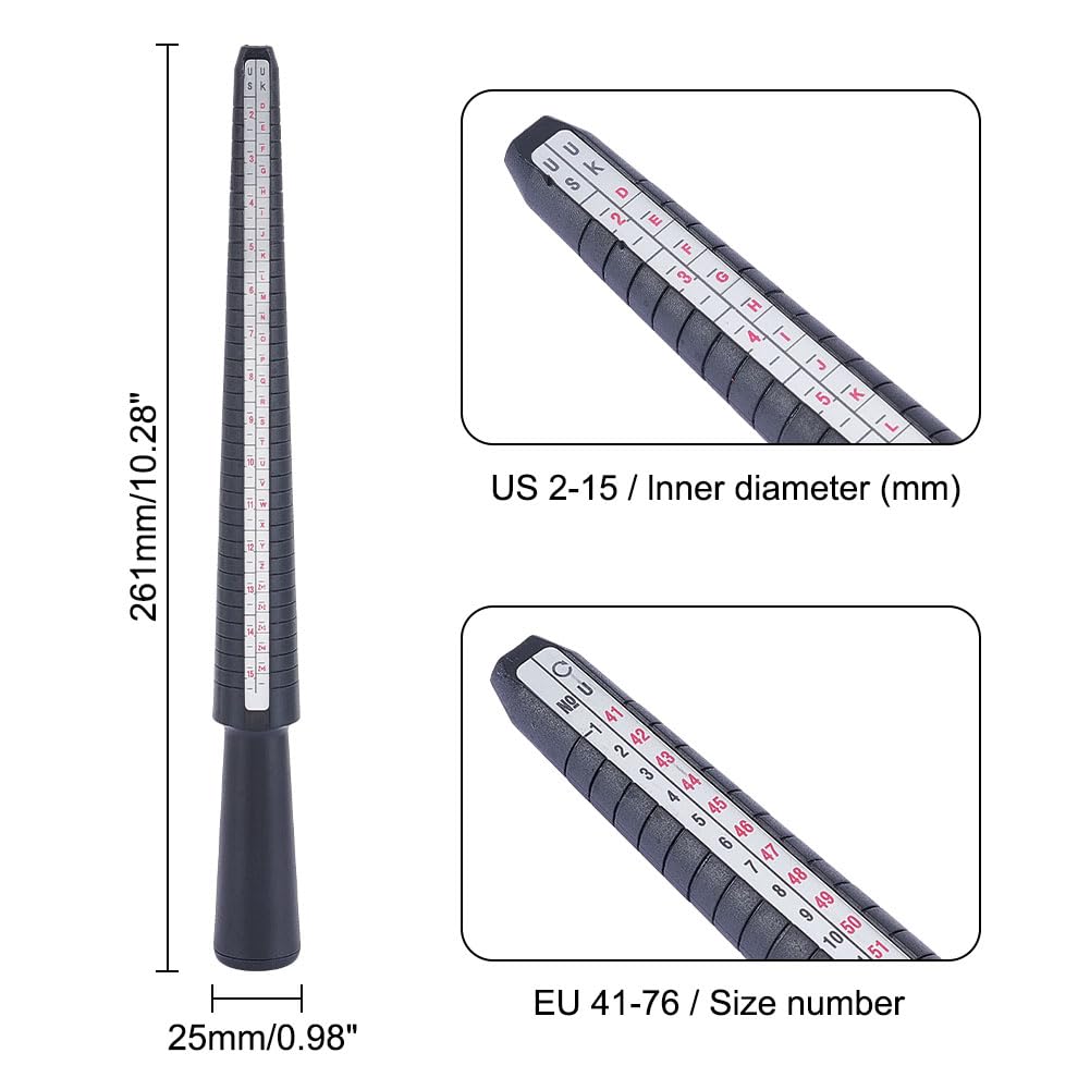 UNICRAFTALE 26.1x2.5cm Ring Sizer Measuring Tool Ring Mandrel Plastic Ring Sizer Mandrel US/UK Measuring Tool Jewelry Ring Sizer Rod Finger Ring Measuring Stick for Jewelry Finger Ring Making