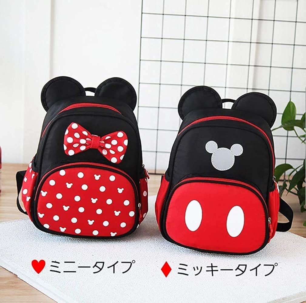 Amazon Co Jp Disney ディズニー ミッキー ミニー ミニーちゃん 男の子 女の子 子供用 バッグ アイテム ベビー キッズ ジュニア 子供 こども ハロウィン クリスマス ドット柄 可愛い キャンバス 生地 サイズ 通園 通学 お出かけ リュック ミッキータイプ 服