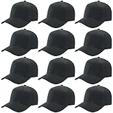 ZH Plain Adjustable Baseball Cap - Lot of 12 Unisex Blank Design Caps
