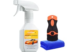 CYTITZHN Adhesive Remover, Dissolve & Soften Adhesives on Car Glass & Paint, Remove Glue, Sticker, Label, Decal & Tape Residue, Portable Spray Set with Scraper, Spatula & Towel - 8.45oz/250ML