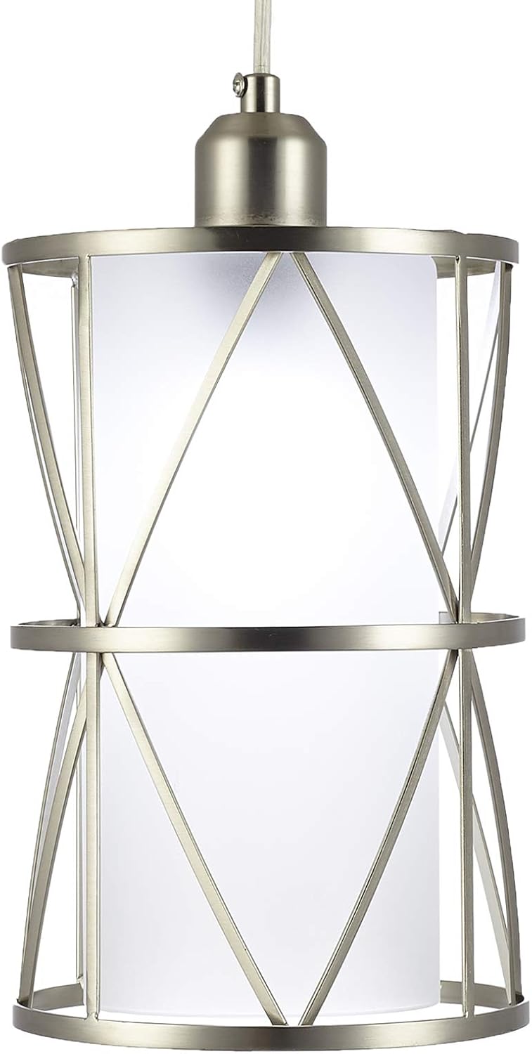 KLOSM Modern Mini Pendant Light in Brushed Nickel Finish with Frosted Glass Shape 1-Light Adjustable Cylinder Pendant Lighting Fixture for Kitchen Island Sink Dining Room Counter Farmhouse - - 