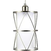 KLOSM Modern Mini Pendant Light in Brushed Nickel Finish with Frosted Glass Shade 1-Light Adjustable Cylinder Pendant Lightin