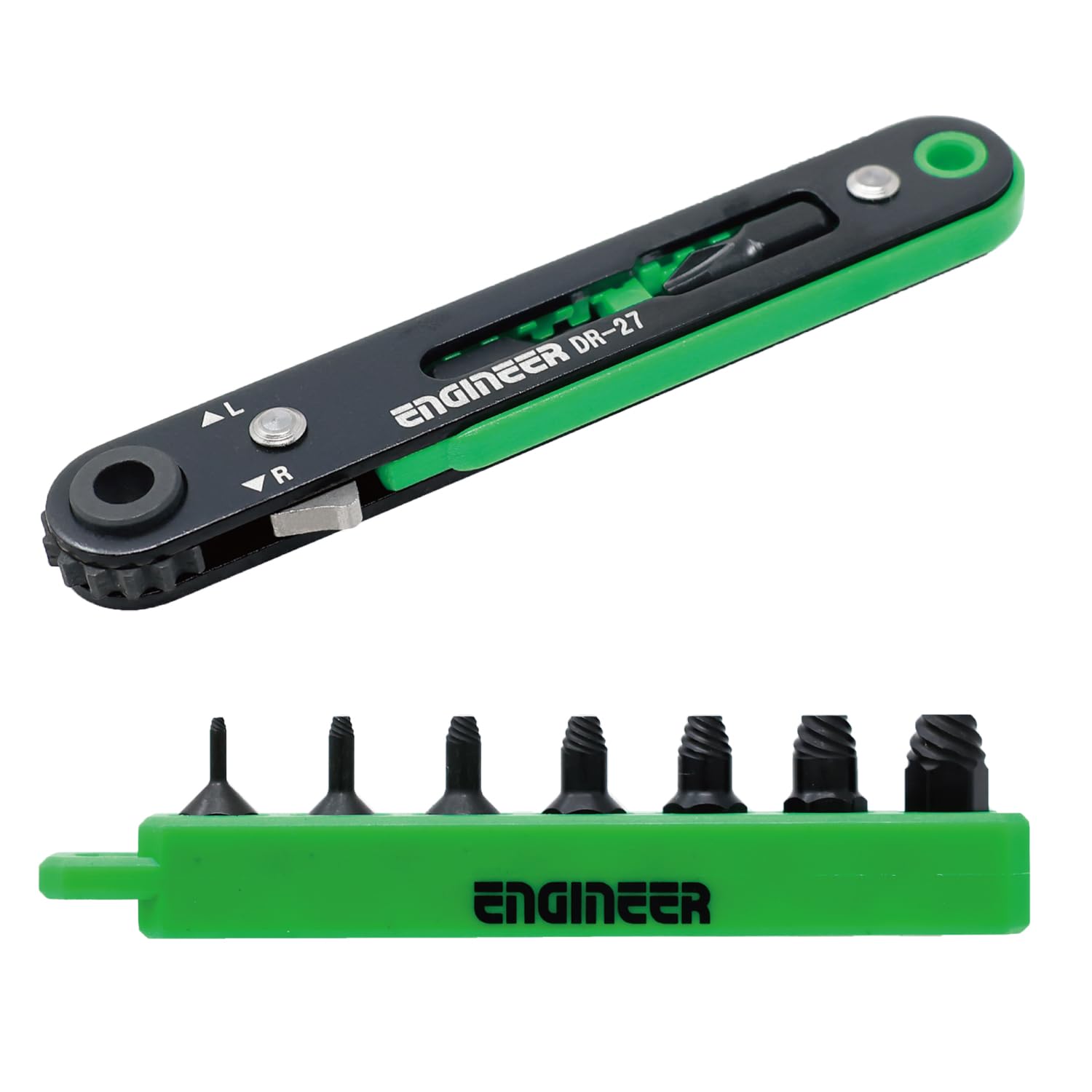 Super Low Profile Damaged Screw Remover kit for Hex Socket Head Screws (Allen Type), Ratchet Driver + Extractor bit Set. ENGINEER DZ-273