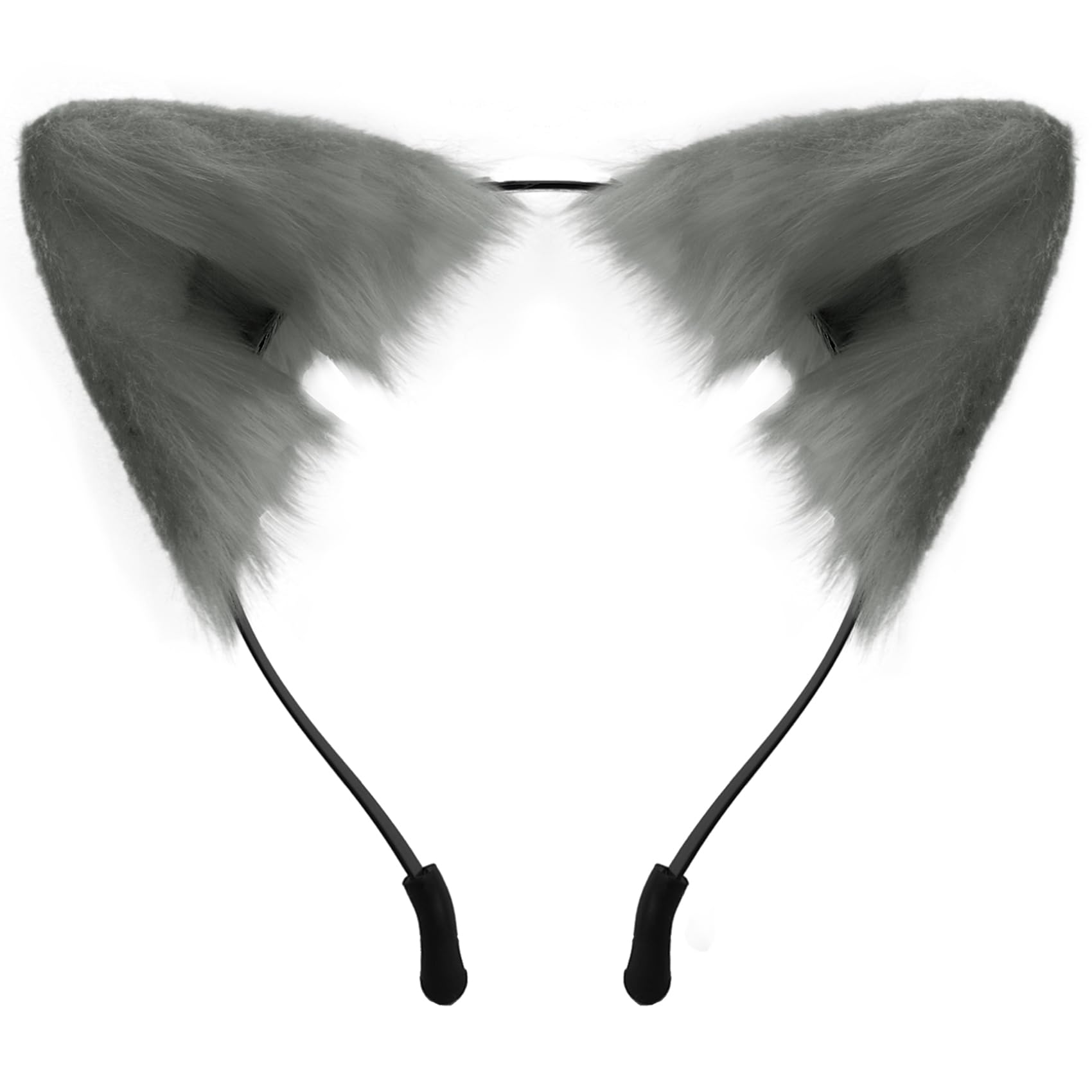 SycloPak Furry Animal Ears Headband - Adjustable Fox/Wolf/Cat Ears for Cosplay Costume, Halloween Party Accessories for Women & Men (Grey) — image 1